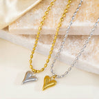 Collier pendentif cœur plaqué or 18 carats – Chaîne à billes en acier inoxydable, bijou délicat et romantique pour femme