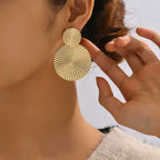 Boucles d'oreilles pendantes rondes géométriques bohèmes pour femme – Boucles d'oreilles tendance en métal pour mariage, soirée et style quotidien