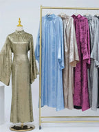 Elariah Luxury Satin Abaya Dress for Women – Modest Islamic Kaftan with Waist Sash, Long Sleeve Maxi Dress