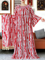 Embroidered Cotton Abaya Dress – Loose Boho Maxi Kaftan with Tassel Detail (One Size, 6 Colours)