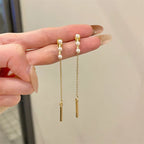 Boucles d'oreilles pendantes élégantes à longues pampilles et perles – Bijoux tendance en métal pour femmes