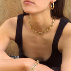 Collier à chaîne épaisse en acier inoxydable – Bijou ras-du-cou punk unisexe pour femmes et hommes