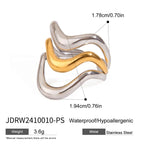 Anillo minimalista irregular de dos tonos: acero inoxidable chapado en oro de 18 quilates, joyería apilable para mujer.
