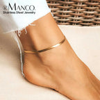 4mm Stainless Steel Snake Chain Anklet for Women – Minimalist Waterproof Beach Anklet, Adjustable Non-Tarnish Chain
