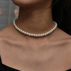 Collier ras du cou classique en perles d'imitation pour femme – Élégant collier de perles pour mariée et mariage