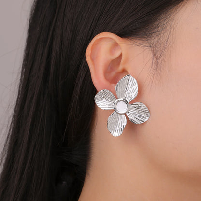 Unift Vintage Flower Stud Earrings for Women – Bohemian 14K Gold-Plated Stainless Steel Statement Jewelry