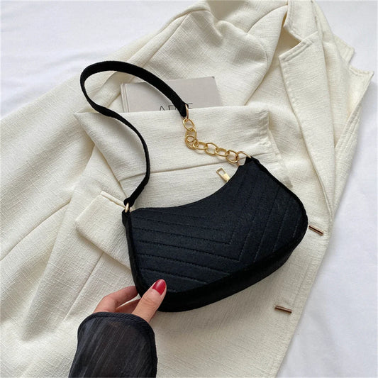 Sac à bandoulière rétro en feutre pour femme, couleur unie, style décontracté, simple et tendance