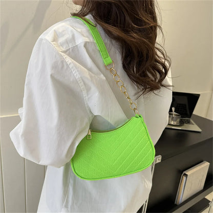 Bolso retro para mujer, tipo axila, de fieltro, de color liso, para hombro, informal, tipo bola de masa, sencillo, a la moda