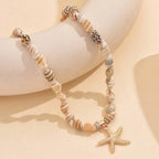 Collar bohemio de conchas de playa: gargantilla con colgante de concha y estrella de mar para mujer