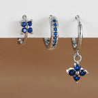 Ensemble de 3 boucles d'oreilles pendantes en acier inoxydable avec zircon cubique – Boucles d'oreilles florales hypoallergéniques pour femmes