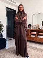 Abaya de prière à capuche pour femmes Elariah avec khimar long hijab | Vêtement de prière islamique modeste | Tissu Nida coupe ample