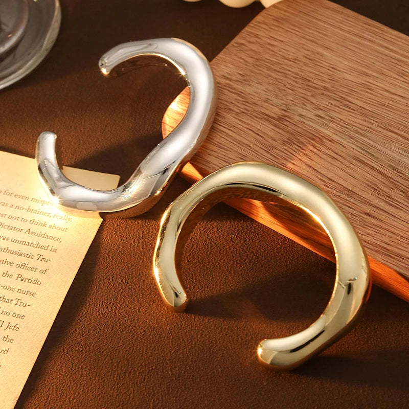 Irregular Geometric Cuff Bangle Bracelet for Women – Bold Statement Fashion Bracelet, Trendy Open Cuff Jewelry