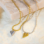 Collier pendentif cœur plaqué or 18 carats – Chaîne à billes en acier inoxydable, bijou délicat et romantique pour femme