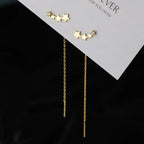 Boucles d'oreilles pendantes élégantes à longues pampilles et perles – Bijoux tendance en métal pour femmes