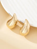 Boucles d'oreilles vintage en forme de larme, grosses et épaisses, en acier inoxydable doré, pour femme