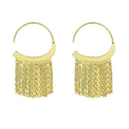 Pendientes llamativos con borlas doradas y brillantes: elegante diseño largo para mujer
