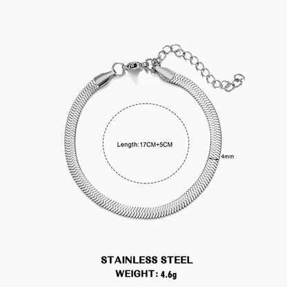 Classic Flat Snake Chain Choker Necklace – Stainless Steel Herringbone Design in Gold & Silver