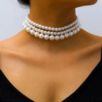 Collier ras du cou classique en perles d'imitation pour femme – Élégant collier de perles pour mariée et mariage