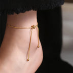 Gold Stainless Steel Cuban Curb Chain Anklet for Women – Adjustable Trendy Beach Anklet Bracelet