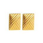 18K Gold Plated Stainless Steel Multilayer Circle Knot Drop Earrings for Women – Textured Statement Round Earrings