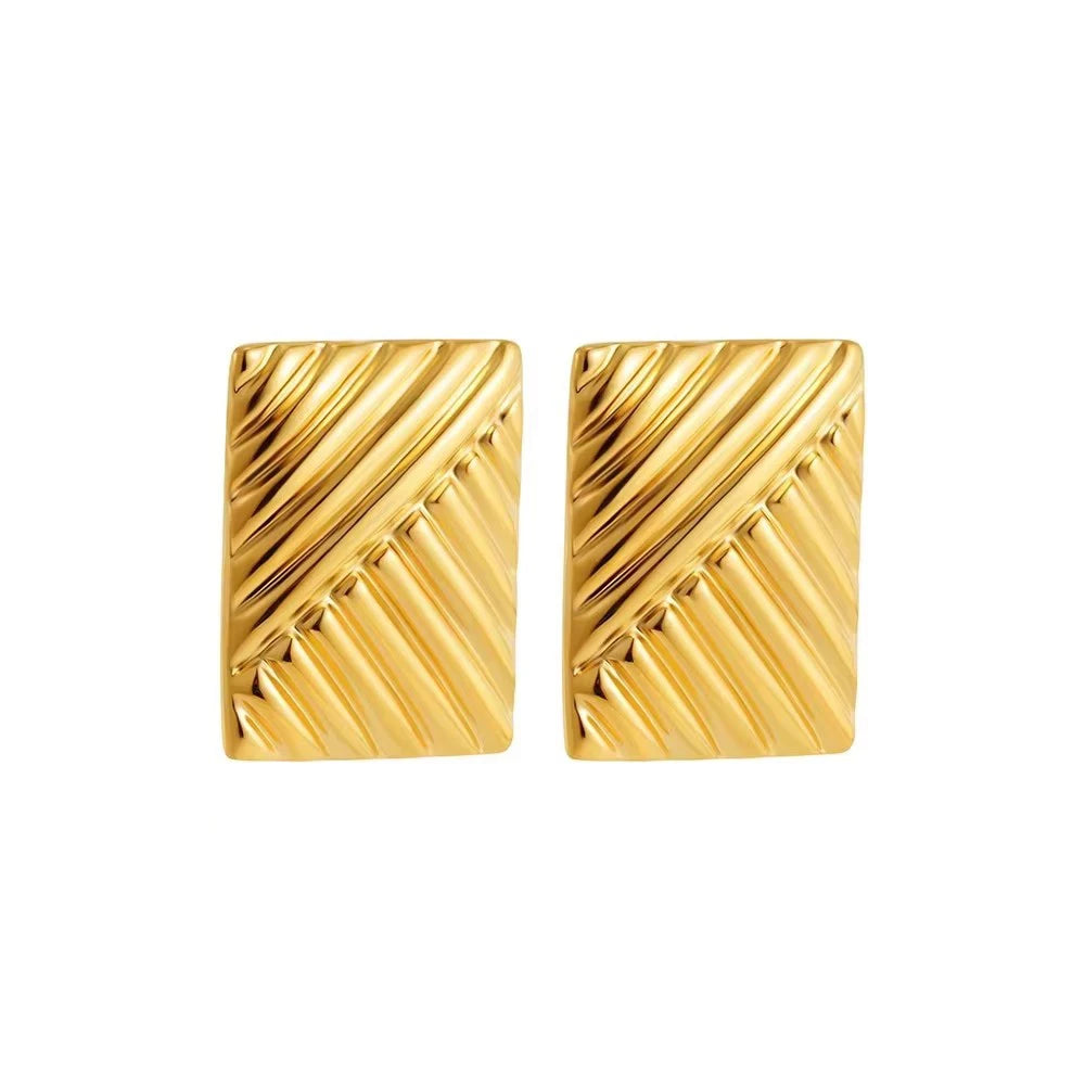 Boucles d'oreilles pendantes à nœuds multicouches en acier inoxydable plaqué or 18 carats pour femmes – Boucles d'oreilles rondes texturées et tendance