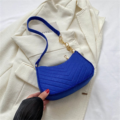 Bolso retro para mujer, tipo axila, de fieltro, de color liso, para hombro, informal, tipo bola de masa, sencillo, a la moda