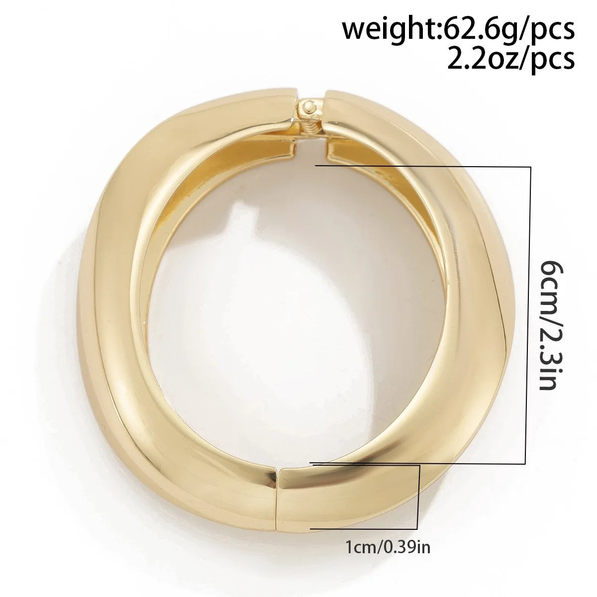 Elariah Bold Irregular Gold Wide Cuff Bangle – Statement Glossy Geometric Bracelet (6cm)