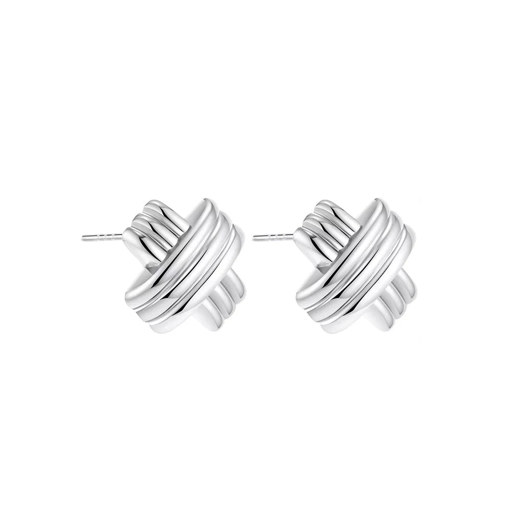 Boucles d'oreilles pendantes à nœuds multicouches en acier inoxydable plaqué or 18 carats pour femmes – Boucles d'oreilles rondes texturées et tendance