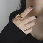 Bague Elariah ajustable en forme de cœur pour femme – Bague cocktail papillon vintage en zircon et perle | Bijou romantique pour mariage et soirée