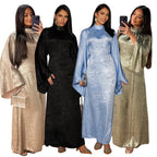 Elariah Luxury Satin Abaya Dress for Women – Modest Islamic Kaftan with Waist Sash, Long Sleeve Maxi Dress