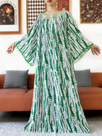 Embroidered Cotton Abaya Dress – Loose Boho Maxi Kaftan with Tassel Detail (One Size, 6 Colours)