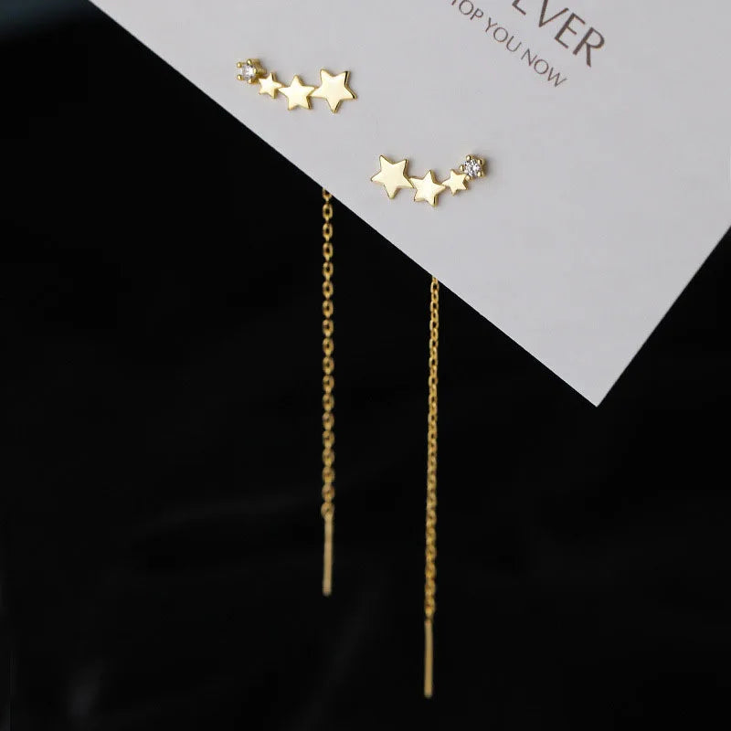 Boucles d'oreilles pendantes élégantes à longues pampilles et perles – Bijoux tendance en métal pour femmes