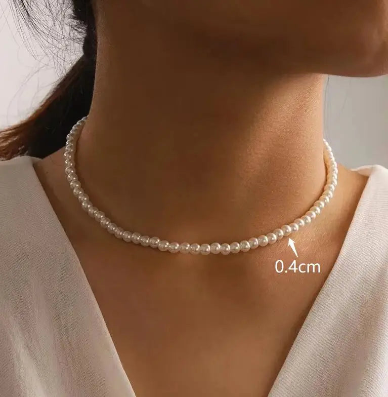 Vintage Elegant Pearl Choker Necklace for Women – Imitation Tear-Drop Beaded Jewelry for Weddings & Parties