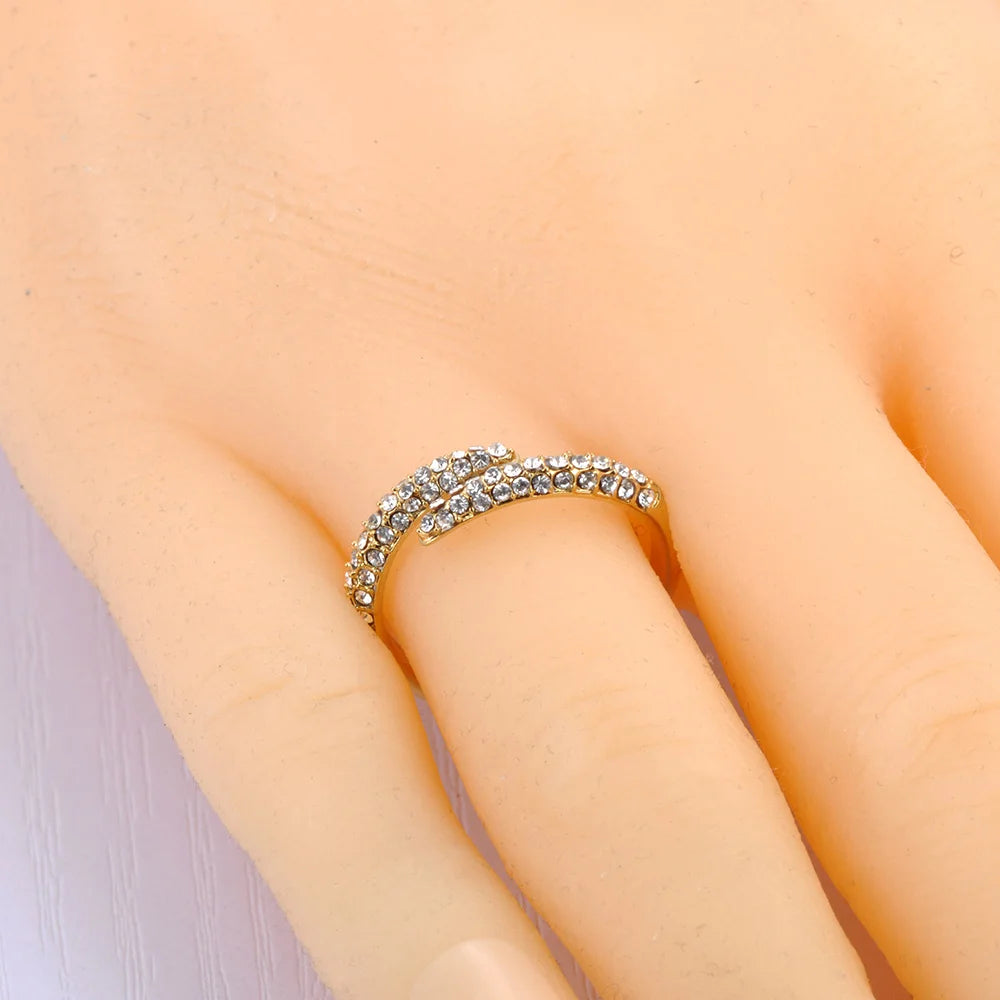 Bague JeeMango en acier inoxydable à double cercle pour femme – Plaqué or 18 carats, étanche, bijou tendance