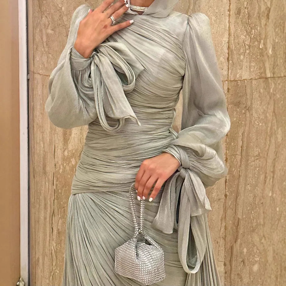 Robe maxi caftan soyeuse et modeste Elariah pour femmes – Abaya musulmane à manches longues, Jalabiya, tenue décontractée et de soirée