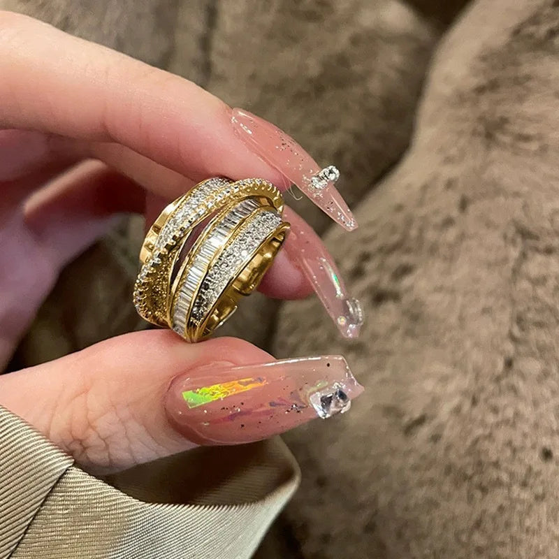 Bague plissée irrégulière, ouverte et ajustable – Bague tendance style punk Y2K pour femmes et hommes, bijou de soirée à la mode