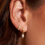 Lot de 2 paires de créoles pendantes vintage en perles – Créoles en acier inoxydable plaqué or 18 carats pour femme