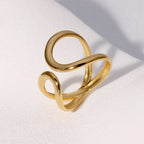 Elariah 14K Gold Plated Stainless Steel Geometric Cocktail Ring – Bold Statement Party Ring for Women