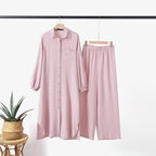Elariah Modest Co-Ord Abaya Set – Long Sleeve Button Shirt & Wide-Leg Trousers | Casual Islamic Outfit for Women