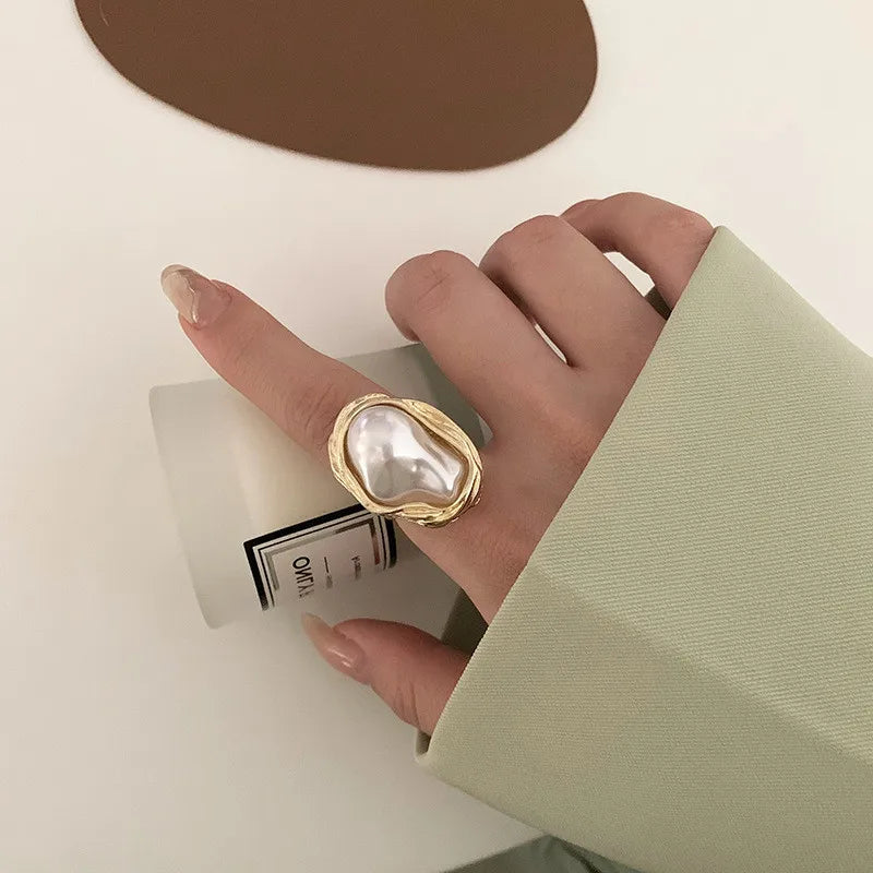 Ensemble de 3 bagues ouvertes géométriques plaquées or – Bagues tendance, épaisses et irrégulières pour femmes