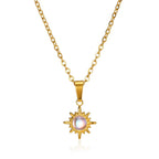 Collar geométrico con colgante de girasol: cadena de acero inoxidable para clavícula para mujer
