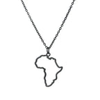 Collar con colgante de mapa africano de moda para mujer – Collar geométrico de acero inoxidable con la bandera de África, color oro, oro rosa o acero