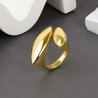 Juego de 3 anillos abiertos geométricos chapados en oro: anillos gruesos, irregulares y modernos para mujer.