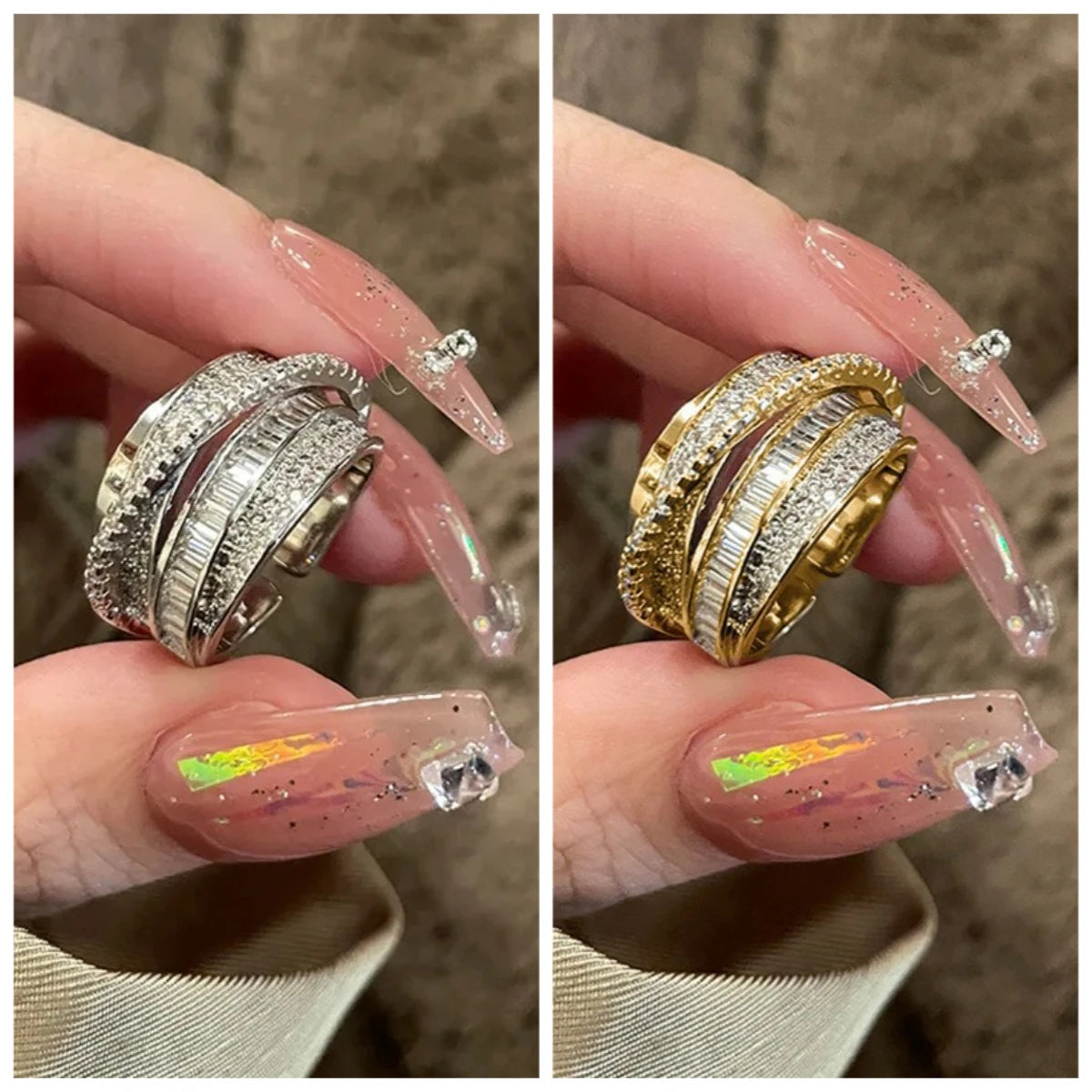 Bague plissée irrégulière, ouverte et ajustable – Bague tendance style punk Y2K pour femmes et hommes, bijou de soirée à la mode