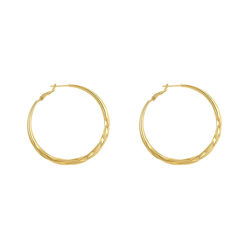 Mobius Twist Gold Hoop Earrings – Classic 50mm Statement Hoops for Women