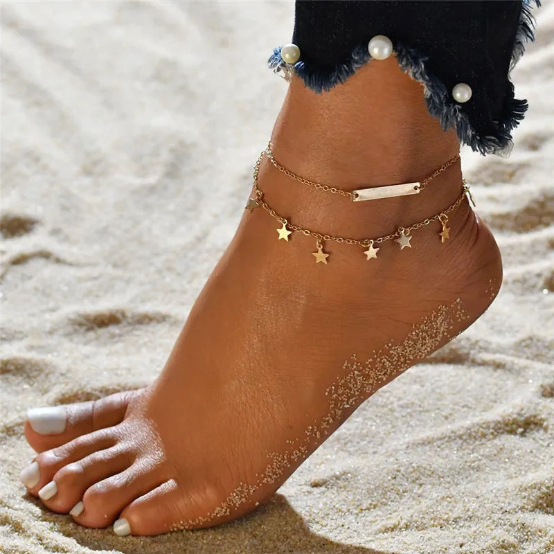 Elegant boho anklet with pearls and shell charm – perfect for beach, weddings, and everyday style.
