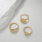 Juego de 3 anillos abiertos geométricos chapados en oro: anillos gruesos, irregulares y modernos para mujer.