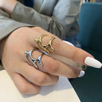 Bague vintage plissée irrégulière en or – Bague géométrique Y2K en métal liquide pour femme