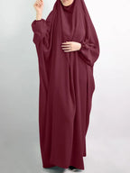 Abaya de prière à capuche pour femmes Elariah avec khimar long hijab | Vêtement de prière islamique modeste | Tissu Nida coupe ample