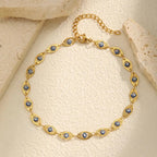 Bracelet de cheville œil protecteur doré pour femme – Bracelet de cheville ajustable, étanche, en acier inoxydable plaqué or, bijou de pied pour l'été à la plage